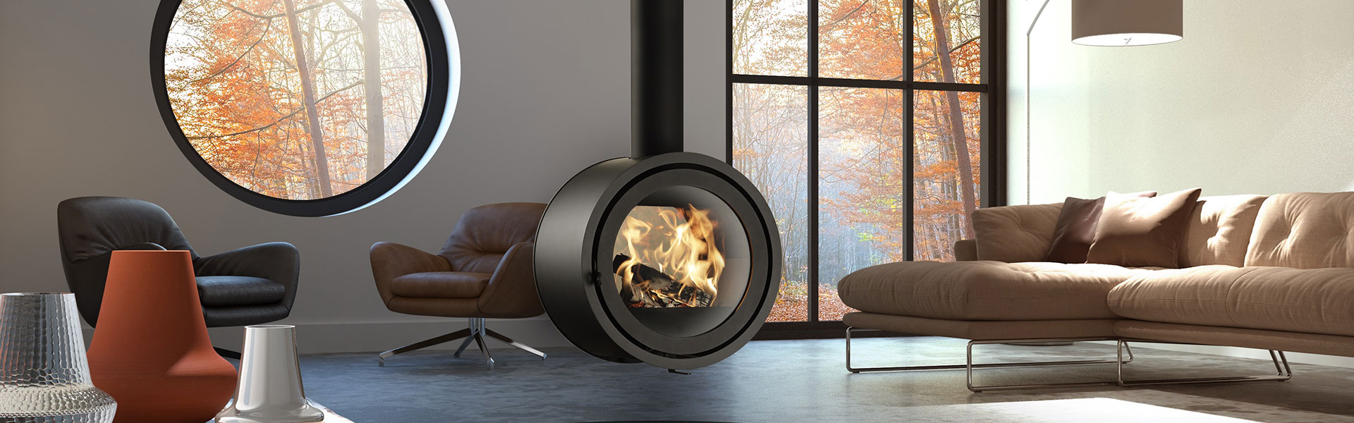 frei schwebender Kamin